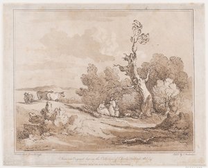Krajobraz z postaciami zbierającymi drewno pod sękatymi drzewami, 21 maja 1789., 21 maja 1789. autorstwa Thomas Rowlandson