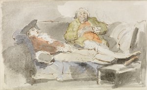Leniuchowanie na sofie (akwarela na piórze i tuszu) autorstwa Thomas Rowlandson
