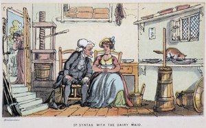 Le docteur avec une servee - w „Trzech podróżach doktora Syntaxa: w poszukiwaniu malowniczej pociechy i żony”” Williama Combe, il. Rowlandson autorstwa Thomas Rowlandson