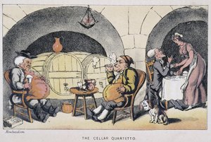 Le docteur dans un cellar ou un cave - w „Trzech wyprawach doktora Syntaxa: w poszukiwaniu malowniczej pociechy i żony”” Williama Combe, il. Rowlandson autorstwa Thomas Rowlandson