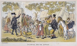 Le docteur et les Gypsies (ou Romanichels) - w „Trzech wyprawach doktora Syntaxa: w poszukiwaniu malowniczej pociechy i żony”” Williama Combe, il. Rowlandson autorstwa Thomas Rowlandson