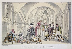 Le docteur à un repas des chasseurs - w „Trzech wyprawach doktora Syntaxa: w poszukiwaniu malowniczej pociechy i żony”” Williama Combe, il. Rowlandson autorstwa Thomas Rowlandson