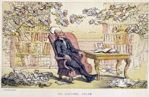Le rêve du docteur - w „Trzech wycieczkach doktora Syntax: w poszukiwaniu malowniczej pociechy i żony”” Williama Combe, il. Rowlandson autorstwa Thomas Rowlandson