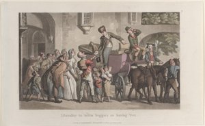Wolność dla niedołężnych żebraków opuszczających Yrvi, z Journal of Sentimental Travels w ..., 1821. autorstwa Thomas Rowlandson