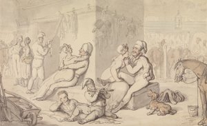 Koszary lekkiej kawalerii (akwarela i pióro i atrament na papierze) autorstwa Thomas Rowlandson