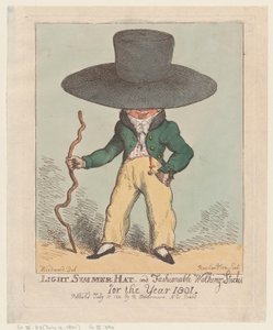 Lekka letnia czapka i modne laski na rok 1801, 10 lipca 1801, 10 lipca 1801. autorstwa Thomas Rowlandson