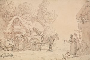 Ładowanie worków do wózka autorstwa Thomas Rowlandson