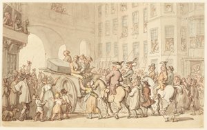 Scena w Londynie: złoczyńcy w drodze do Tyburn autorstwa Thomas Rowlandson