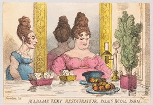 Madame Very, Restaurator, Palais Royal, Paryż, wyd. 1814 (grawerowanie ręcznie kolorowane) autorstwa Thomas Rowlandson