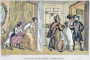 Maison close - w „Trzech podróżach doktora Syntaxa w poszukiwaniu malowniczej pociechy i żony”” Williama Combe, il. autorstwa Rowlandsona, Johna Camdena Hottena, Picadilly, Londyn autorstwa Thomas Rowlandson