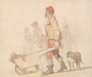 Mężczyzna z taczką i psem autorstwa Thomas Rowlandson