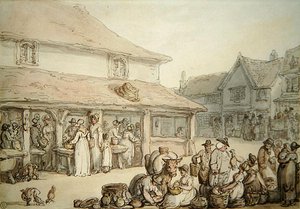 Rynek (pióro i atrament na papierze) autorstwa Thomas Rowlandson