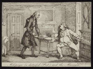 Melopoyn zrozpaczony poeta i kierownik autorstwa Thomas Rowlandson