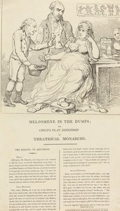 Melpomene w dołku; czyli: „Dziecięca zabawa” w obronie teatralnych monarchów autorstwa Thomas Rowlandson