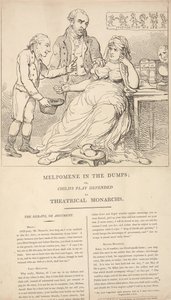 Melpomene w dołku, czyli „Dziecięca zabawa” w obronie teatralnych monarchów autorstwa Thomas Rowlandson
