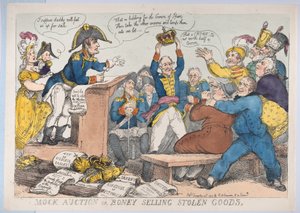 Próbna aukcja lub sprzedaż kostek skradzionych towarów, 25 grudnia 1813 r., 25 grudnia 1813 r. autorstwa Thomas Rowlandson