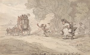 „Mother Bundle” w furii, czy już za późno na scenę autorstwa Thomas Rowlandson