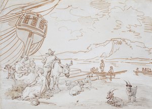 Matka i dzieci nad brzegiem wody autorstwa Thomas Rowlandson