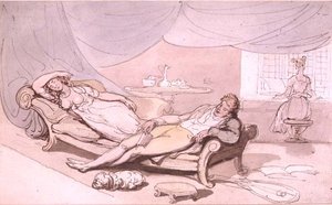 Muzyka w domu (pióro i tusz, akwarela) autorstwa Thomas Rowlandson