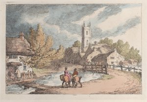 W pobliżu Helston w Kornwalii, z książki „Widoki Kornwalii” autorstwa Thomas Rowlandson