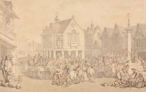 Newbury Market Place, Berkshire autorstwa Thomas Rowlandson