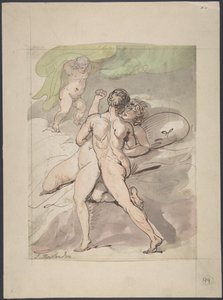 Obejmująca się naga para autorstwa Thomas Rowlandson