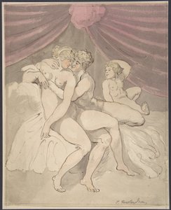 Obejmująca się naga para autorstwa Thomas Rowlandson