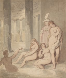Nimfy w łaźni rzymskiej autorstwa Thomas Rowlandson
