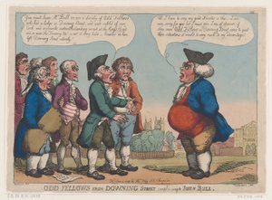 Odd Fellows z Downing Street Skarżący się do Johna Bulla, 4 czerwca 1808 r., 4 czerwca 1808 r. autorstwa Thomas Rowlandson