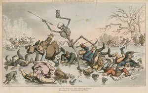 Na kruchym lodzie, wirująca łyżwa, staje się narzędziem losu autorstwa Thomas Rowlandson