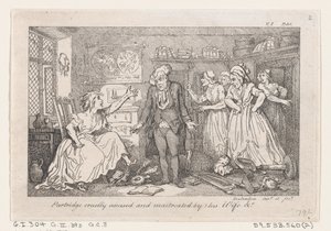 Kuropatwa okrutnie oskarżana i maltretowana przez swoją żonę, z Historii Toma Jonesa, a Fo..., 1792. autorstwa Thomas Rowlandson