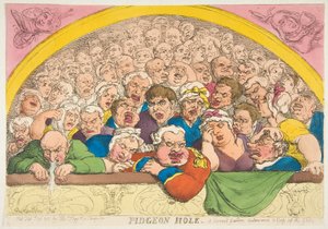 Otwór gołębi. Convent Garden Conrivance do radzenia sobie z bogami, 20 lutego 1811. autorstwa Thomas Rowlandson