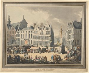 Place de Meir w Antwerpii autorstwa Thomas Rowlandson