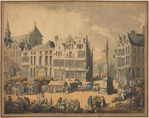 Place de Meir w Antwerpii autorstwa Thomas Rowlandson