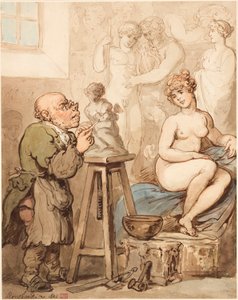 Przygotowania do Akademii — stary Joseph Nollekens i jego Wenus autorstwa Thomas Rowlandson