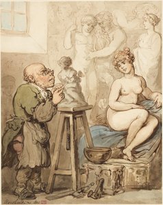 Przygotowania do Akademii — stary Joseph Nollekens i jego Wenus autorstwa Thomas Rowlandson