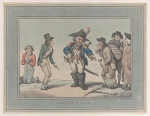 Przygotowania do pojedynku, 12 stycznia 1795 r., 12 stycznia 1795 r. autorstwa Thomas Rowlandson