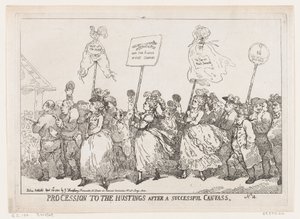 Procesja do Hustings po udanych płótnach, 30 kwietnia 1784., 30 kwietnia 1784. autorstwa Thomas Rowlandson