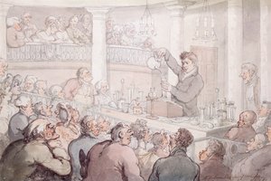 Profesor F Accum wykłada w Surrey Institute, Londyn, 1809 autorstwa Thomas Rowlandson