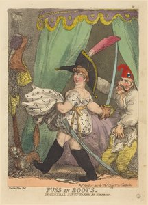 Kot w butach, czyli Generał Junot zaskoczony autorstwa Thomas Rowlandson