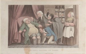 Quae Genus odkrywa swojego ojca, z The History of Johnny Quae Genus, The Li..., 1 stycznia 1822. autorstwa Thomas Rowlandson