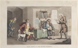 Quae Genus i pożyczkodawcy z The History of Johnny Quae Genus, The L..., 1 września 1821 r. autorstwa Thomas Rowlandson