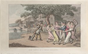 Quae Genus podczas strzyżenia owiec, z The History of Johnny Quae Genus, The Li..., 1 lutego 1822. autorstwa Thomas Rowlandson