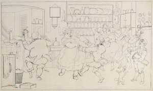Quae Genus w sporcie kuchni, z The History of Johnny Quoe Genus: the Littl..., 1822. autorstwa Thomas Rowlandson