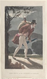 Quae Genus w swojej podróży do Londynu, z The History of Johnny Quae Genus, The ..., 1 marca 1822. autorstwa Thomas Rowlandson