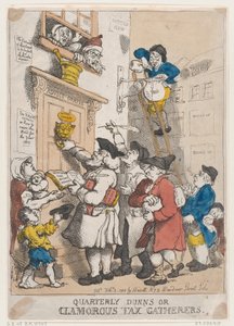 Kwartalne Dunns, czyli krzykliwe zbieracze podatków, 3 lutego 1805 r., 3 lutego 1805 r. autorstwa Thomas Rowlandson