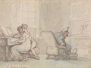 Refleksje, czyli lekcja muzyki autorstwa Thomas Rowlandson