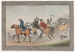 Wracając z wyścigów, 1 grudnia 1791 r., 1 grudnia 1791 r. autorstwa Thomas Rowlandson