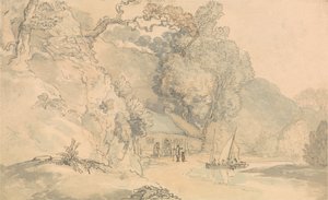 Scena nad rzeką z małymi łodziami autorstwa Thomas Rowlandson
