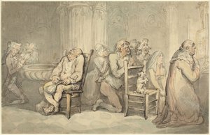 Scena we francuskim kościele autorstwa Thomas Rowlandson